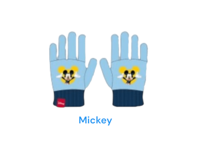Guante en azul claro y puño en azul marino y dibujo Mickey