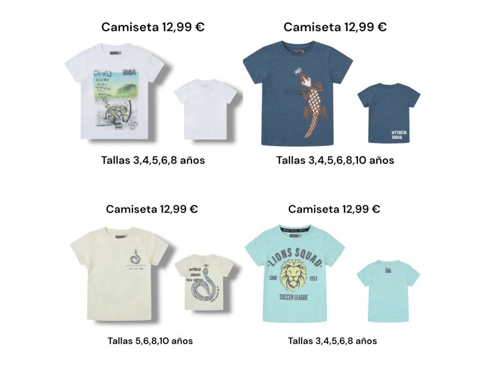 Camisetas de algodón de manga corta con dibujos de animales