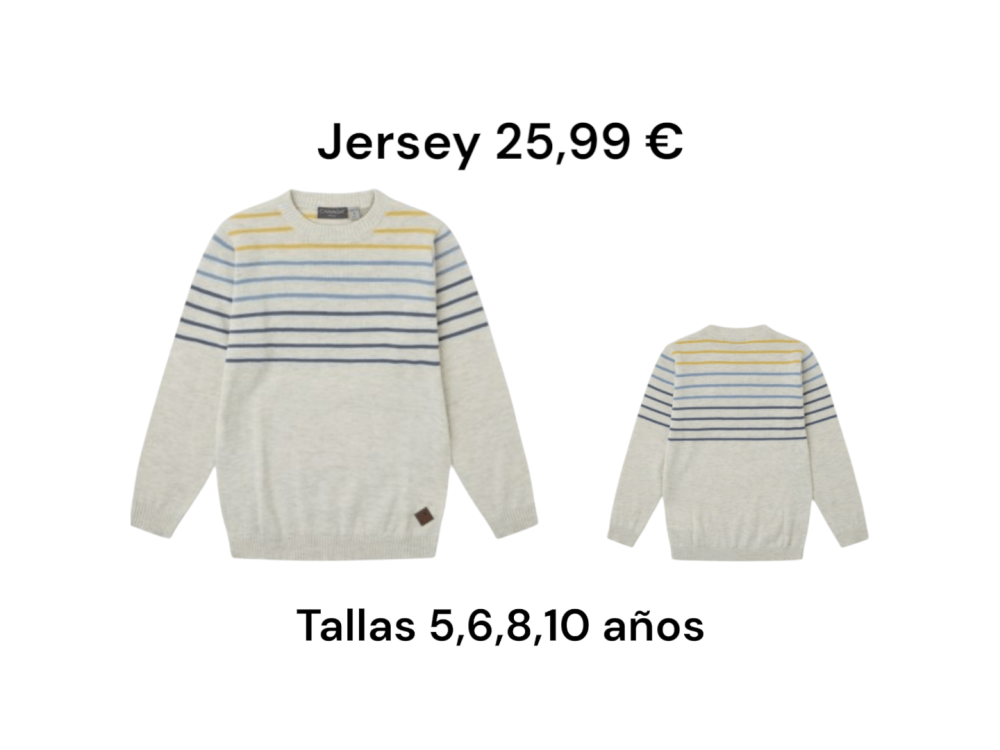 Jersey de rayas en tonos azul y amarillo