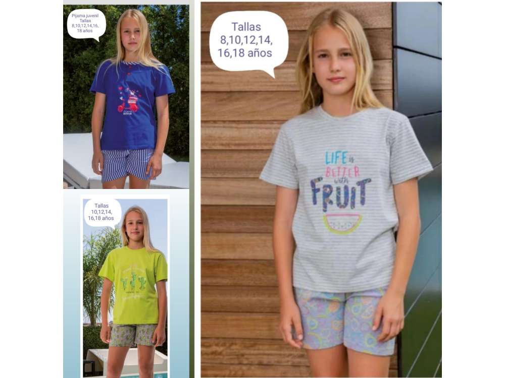 Pijamas cortos juveniles de dos piezas