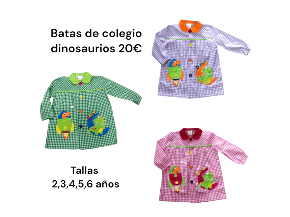 Batas de cuadros con dibujos de dinosaurios