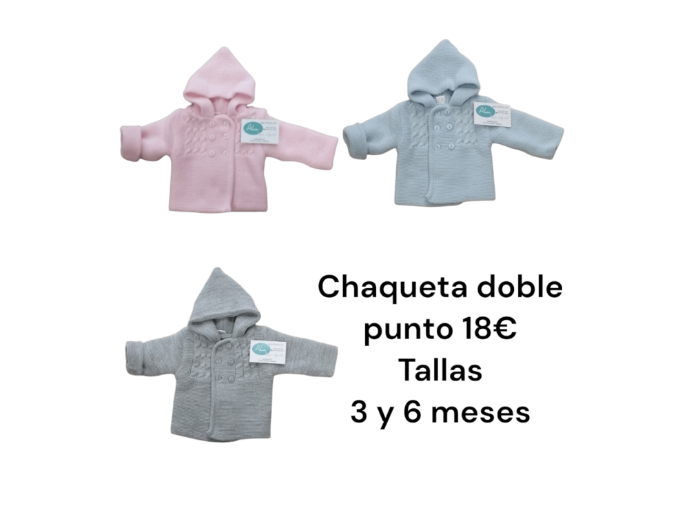 Chaquetas de doble punto en color rosa, azul y gris
