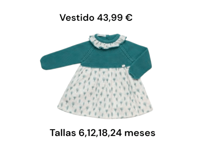 Vestido de cuerpo de punto en tono verde a juego con las hojas de la falda