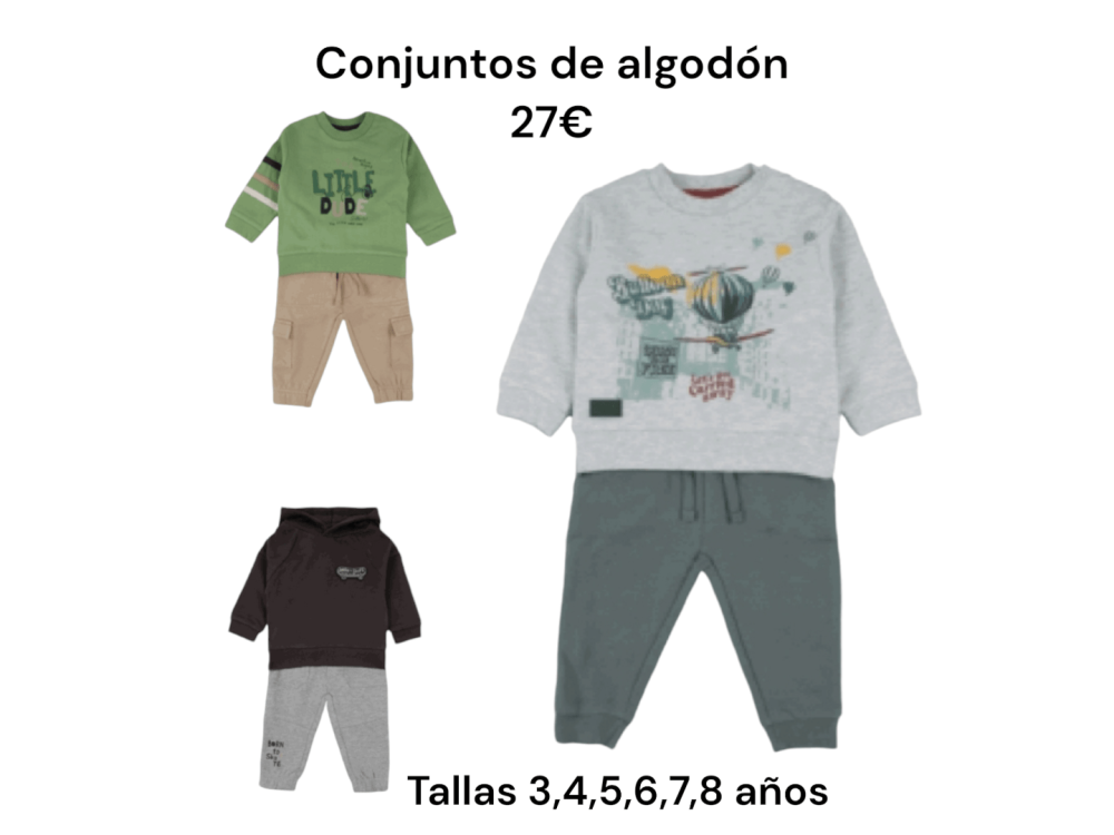 Conjuntos de sudadera y pantalón de chándal en tres colores