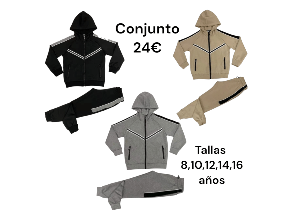 Conjuntos de dos piezas de sudadera abierta con gorro y pantalón de chándal