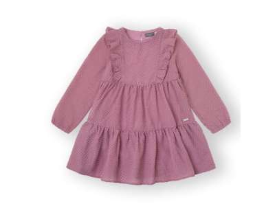 Vestido rosa de manga larga con volante