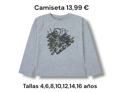 Camiseta gris de manga larga con dibujo de corazón con estampado animal print