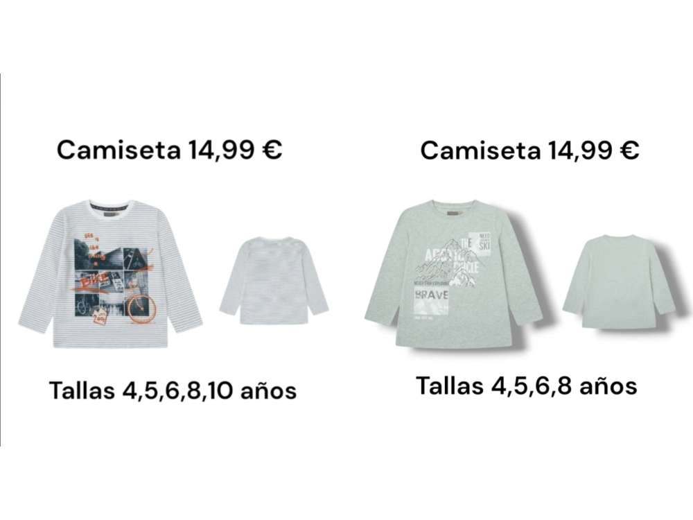 Camisetas infantiles con estampado en el centro