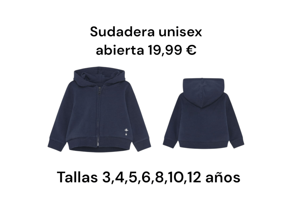 Sudadera lisa en color azul con gorro y bolsillos delanteros