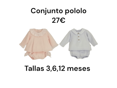 Conjuntos de manga larga con pololo a juego en tonos rosa y azul