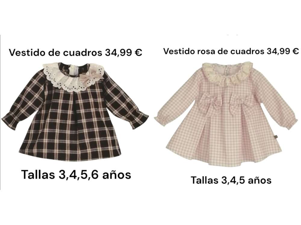 Vestidos de cuadros en tono gris oscuro y rosa