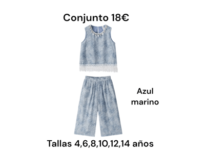 Camiseta de tirante ancho con cintura de flecos y pantalón pirata ancho con el mismo estampado