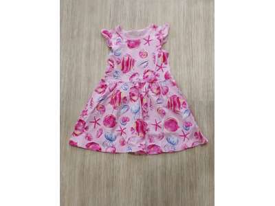 Vestido rosa de tirante ancho con dibujos de conchas de mar