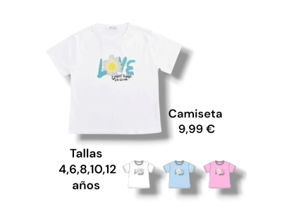 Camisetas de manga corta con dibujo letras y flor en el pecho